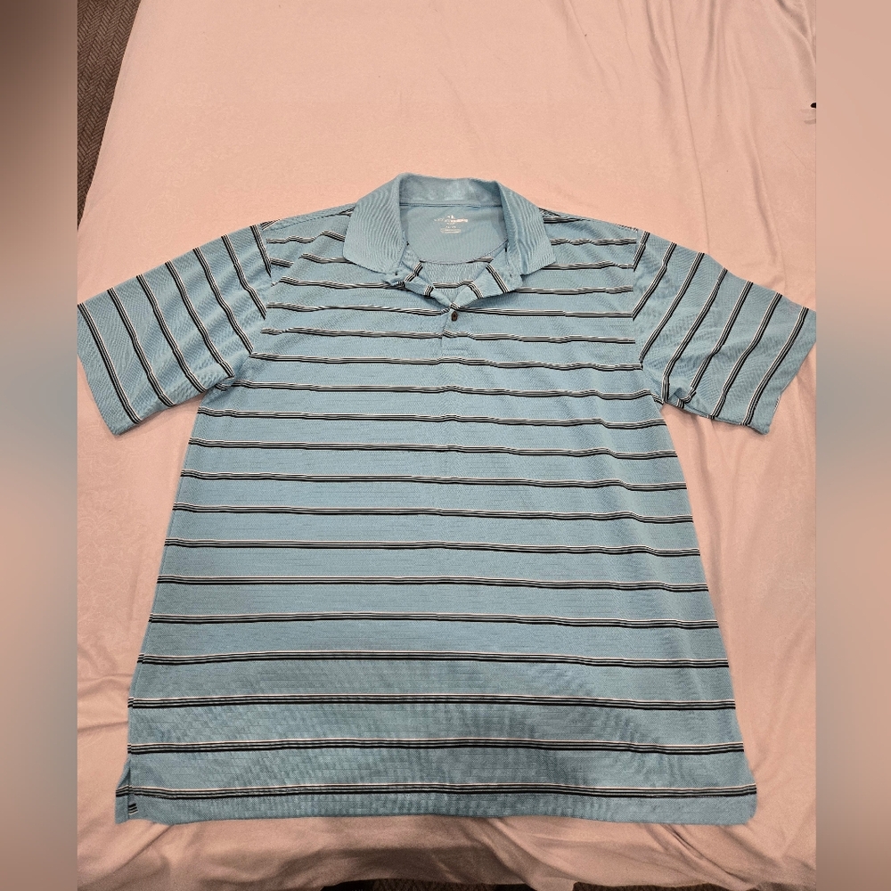 Men's Blue Striped Polo Shirt - Picture 1 of 4
